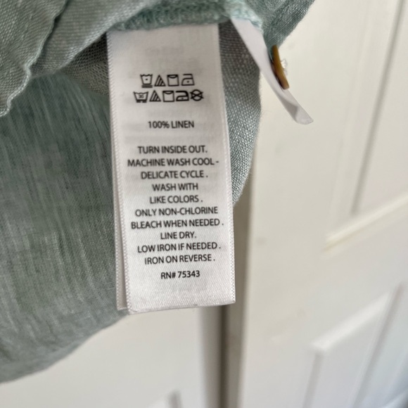 Sigrid Olsen Linen Button Down Top Size Medium Light Blue - Picture 8 of 14